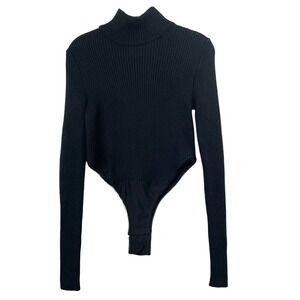Bevza wool blend turtleneck ribbed knit bodysuit sweater Size S black designer